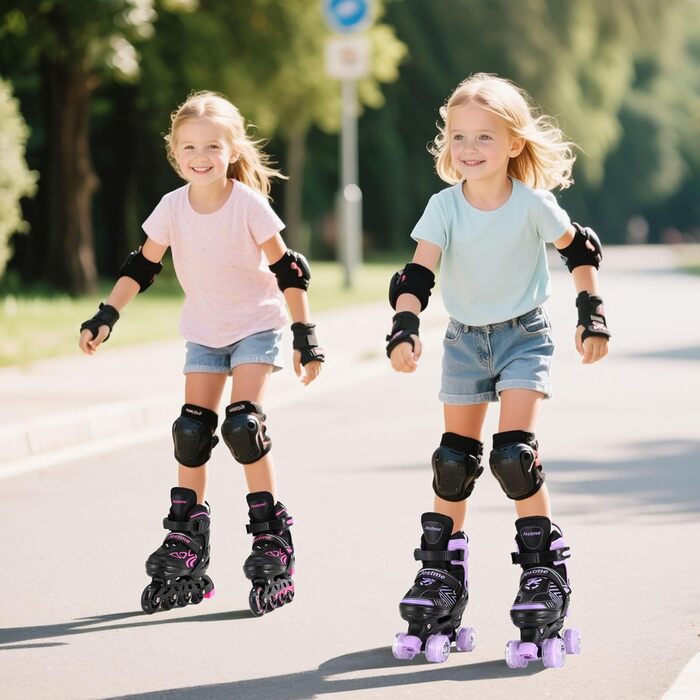 Роликові ковзани Inliner дитячі регульовані для дівчаток, хлопчиків, унісекс, з підсвічуванням, розмір EU 36-40