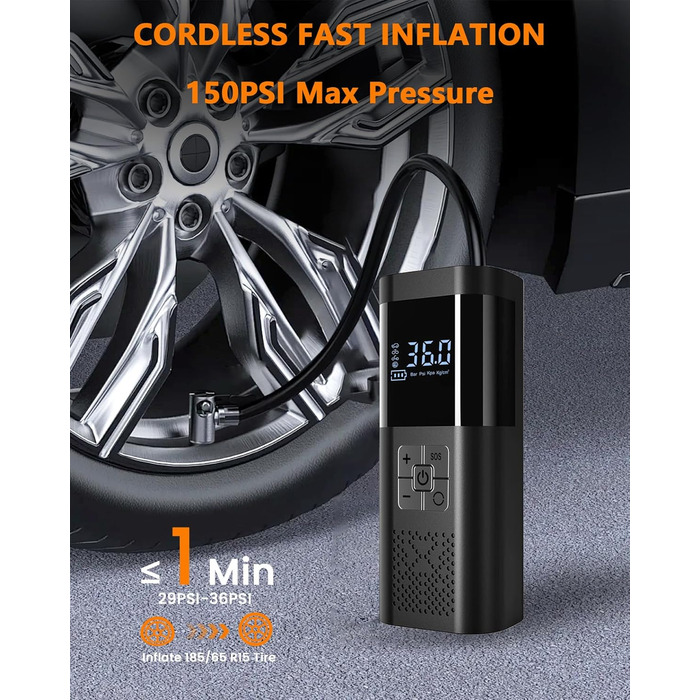 Електричний акумуляторний компресор для велосипеда, авто, мотоцикла та м'ячів SERVOMASTER (150 PSI)