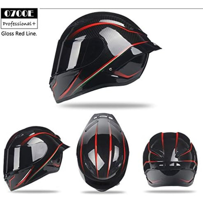 Мотошолом Woljay для дорослих унісекс Offroad, Moto, Street Bike, ATV. DOT approved, червона лінія, кольори, XL