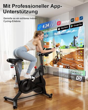 Магнітний велотренажер Lacuffy з AI-коучем та додатком, регульований опір, LCD-дисплей, до 136 кг, безшумний домашній ергометр