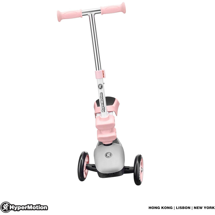 Самокат дитячий Kinderroller 3в1 рожевий: самокат-біговел-колісний скутер з сидінням для дівчаток та хлопчиків