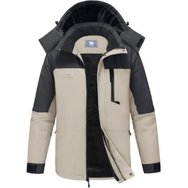 CAMEL CROWN Чоловіча зимова куртка для катання на лижах, водонепроникна, знімний капюшон, вітрозахисна, флісова, куртка-дощовик XXL сіра