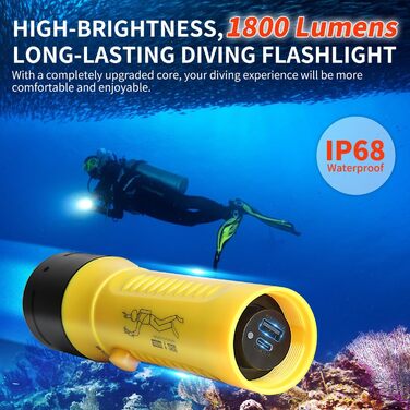 Ліхтар підводний Tauchlampe 1800 Lumens IPX8 (100м) - Професійний, перезаряджуваний, 5500K, для дайвінгу та підводного полювання