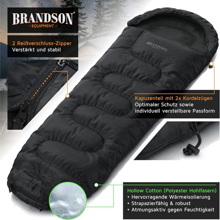Сплячий мішок Brandson Outdoor Extreme -18°C для дорослих та дітей, водонепроникний, дихаючий, для кемпінгу та подорожей