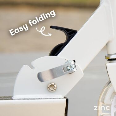 Дитячий самокат Zinc на двох колесах з LED-підсвіткою, складаний, регульований по висоті, нековзкий, з гальмом, для дітей від 3 років, білий