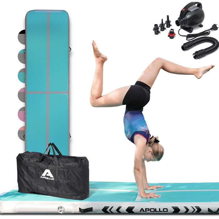 Гімнастичний надувний мат Apollo Air Mat Pro 3/4 м – повітряна акробатична доріжка для дорослих і дітей, для дому та вулиці