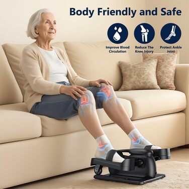 MOMODA Міні електричний тренажер для дому, компактний еліптичний тренажер під стіл, дисплей, 12 швидкостей, тихий та портативний, для дорослих та людей похилого віку