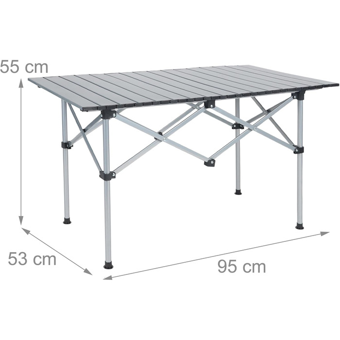 Стіл кемпінговий розкладний Relaxdays HBT 55x95x53 см, сталевий, сріблястий для пікніка та відпочинку