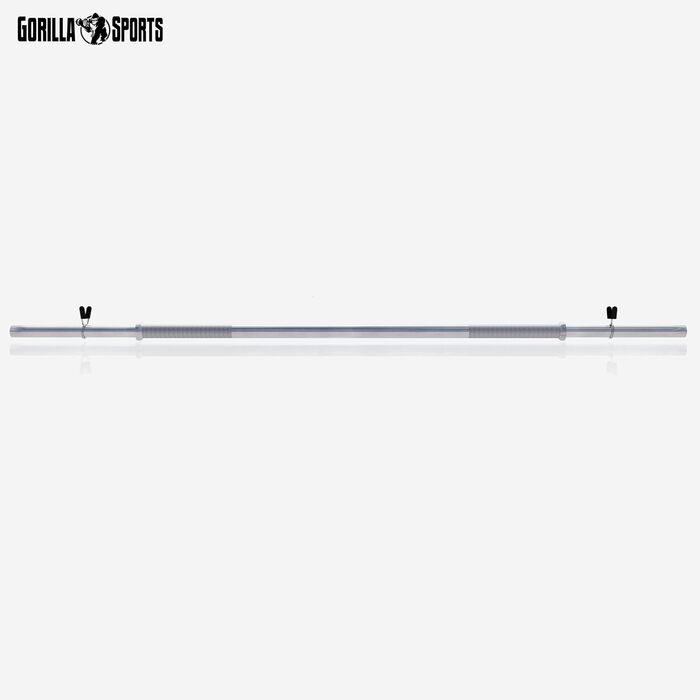 Штанга GORILLA SPORTS хромована 30 мм, 120/150/170 см, з двома пружинними замками, до 200 кг – гриф для штанги, гантельний гриф