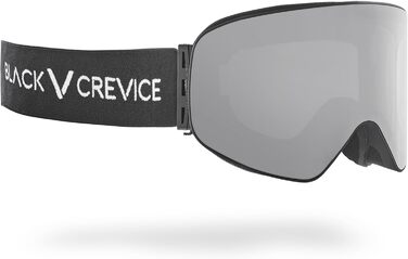 Універсальні лижні окуляри Black Crevice без оправи, циліндричні лінзи, снігові окуляри з UV-захистом та антифогом для власників окулярів, чорний/сріблясте дзеркало