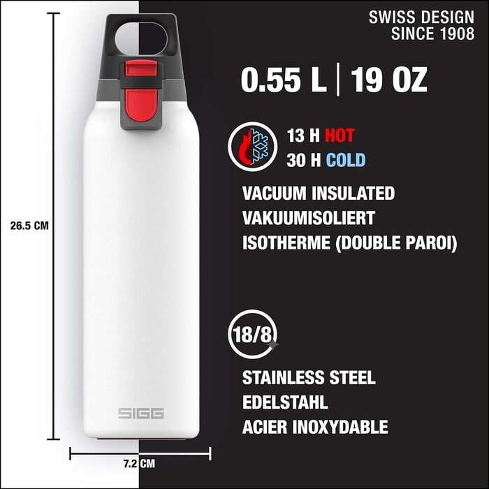 Термос SIGG Hot & Cold One з ситечком для чаю, 0,55 л, ізольована пляшка із нержавіючої сталі, біла, BPA-free, герметична