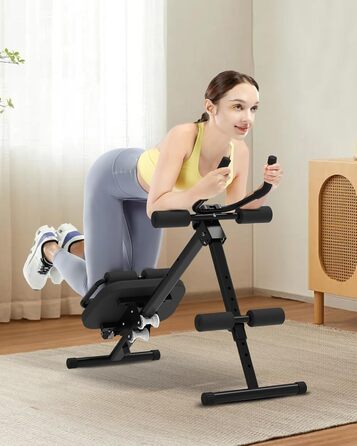 Тренування пресу GuuG: компактний тренажер для дому. Зручний, складаний, для чоловіків та жінок. Чорний колір.