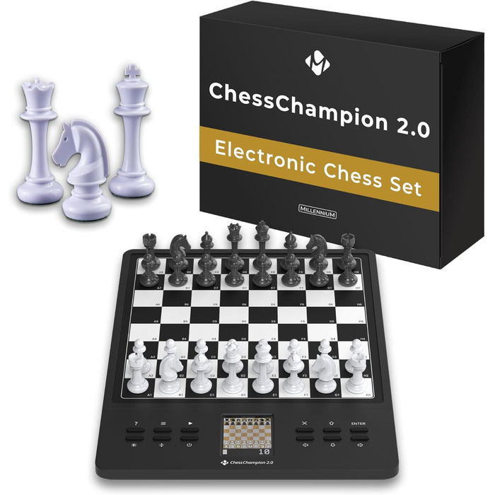 Електронний шаховий комп'ютер Millennium M808 ChessChampion 2.0 з підказками та навчальним режимом, для початківців, дітей і мобільного використання