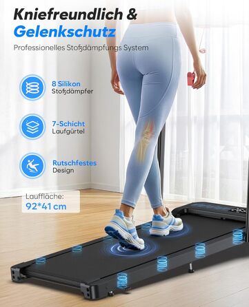 Тренажер для дому 2-в-1 Laufband Klappbar зі складним механізмом, нахилом, LED-дисплеєм, потужністю 3.0PS, для дому та офісу, до 145 кг, без встановлення, чорний