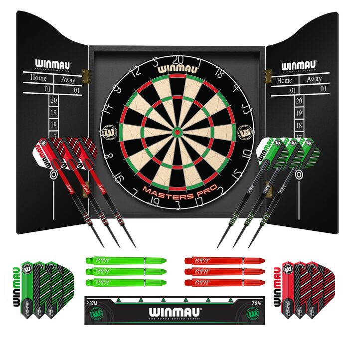 Дартс Winmau Masters Pro з лінією кидка та 6 дротиками - професійний дартс PDC, сизаль високої щільності, ультратонкий дріт