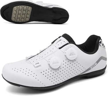 Велотуфлі Lock-Free для шосе та MTB: дихаюча внутрішня підкладка, система шнурівки, білі, 40 EU