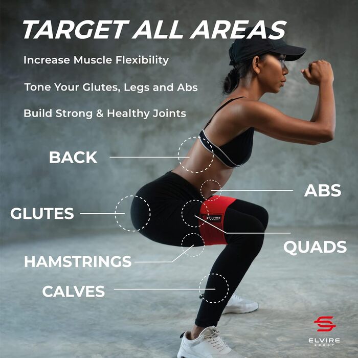 Фітнес-гумки ELVIRE SPORT (3 шт.) - тренувальні гумки для стегон, сідниць та ніг | Гумки для йоги, пілатесу, кросфіту | Для чоловіків та жінок, червоний та вугільний колір