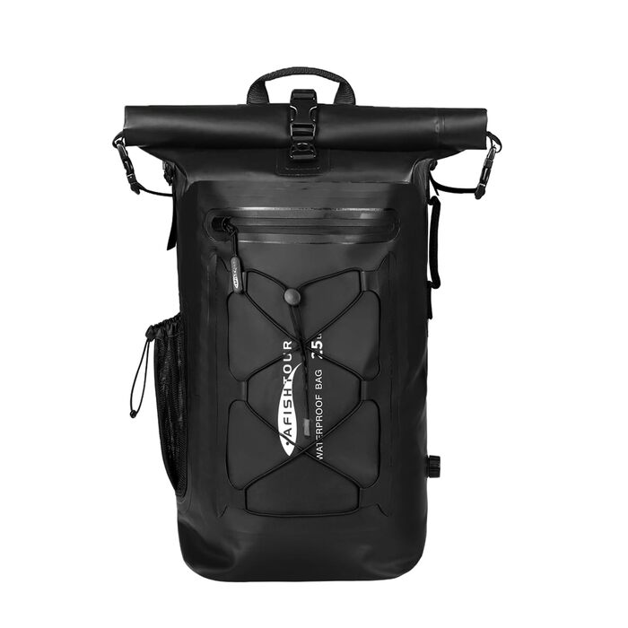 Водонепроникний рюкзак 25L для жінок та чоловіків: Dry-Bag з рол-закриттям та плавучістю для каякінгу, рафтингу (Чорний)