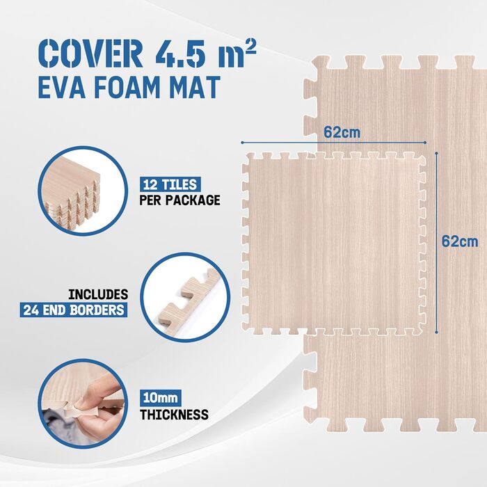 Набір модульних килимків для фітнесу Yes4All (30 шт, 60x60 см) захисний пазл-підлоговий покриття для тренажерів, домашнього залу та гаража, колір: горіх (4.5 м²)