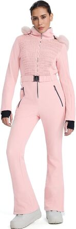 Жіночий гірськолижний комбінезон HOTIAN: водонепроникний, вітронепроникний, теплий, з капюшоном, рожевий