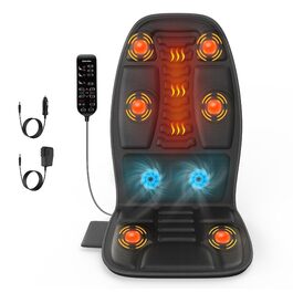 Масажне сидіння для спини з функцією охолодження/підігріву та вібрацією, чорний колір. Зняття м'язової втоми та стресу.