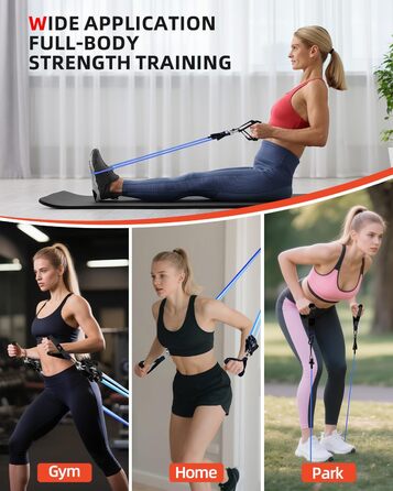 Набір еластичних стрічок Abahub для фітнесу з дверним кріпленням, ручками та петлею для ніг. Ідеально для тренувань всього тіла, домашнього спортзалу, підходить для початківців та досвідчених (100LB)