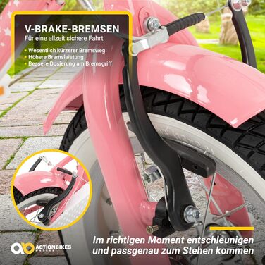 Дитяче велосипед Actionbikes Starlight 12/16/20 дюймів - V-Brake гальма, захистники, для дітей 2-9 років