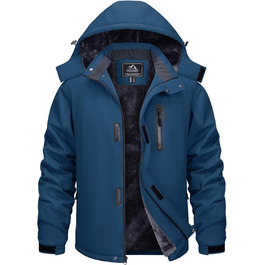 TACVASEN Куртка зимова чоловіча водонепроникна тепла флісова підкладка софтшелл дихаюча функціональна куртка з відстібаною капюшоном XL темно-синій