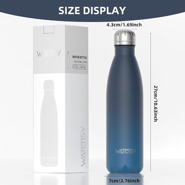 Фляга для напоїв WATERSY з нержавіючої сталі, 500 мл, ізольована, спортивна, дитяча, чорна, з двошаровою конструкцією, без BPA, з квітковим дизайном (2 шт. блакитно-зелені)