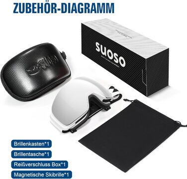 Скі-маска Suoso OTG для чоловіків та жінок - скі-окуляри з UV-захистом, антизапітніння, сумісні з шоломом, чорно-синій
