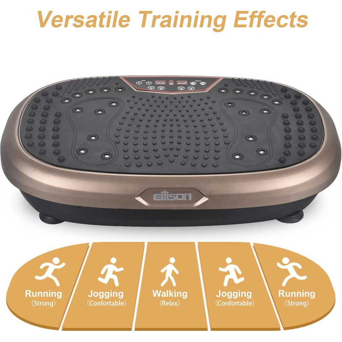 Віброплатформа EILISON Fitpro для фітнесу з петлями – повнотіловий тренажер для схуднення, лімфодренажу та відновлення (коричнева)
