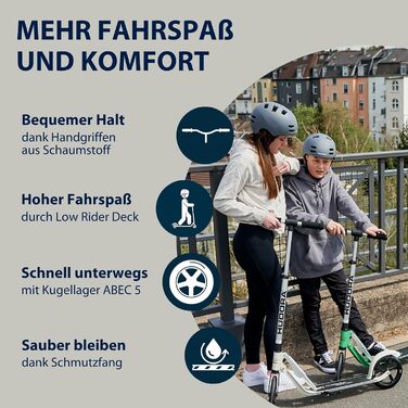 Самокат HUDORA BigWheel Pure алюмінієвий, складаний, міський, з підніжкою, регульована висота, до 100 кг, для дорослих та підлітків