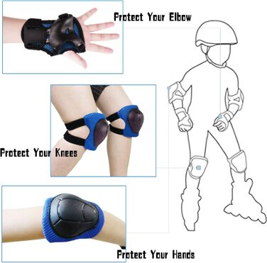 Набір захисту 7-в-1 для дітей 3-8 років: шолом, наколінники, налокітники, рукавички. Підходить для роликів, скейтбордингу, велосипеда. Зелений колір.