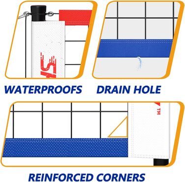 Волейбольна сітка для вулиці з регульованими штангами, червоно-синя, для саду, газону та пляжу