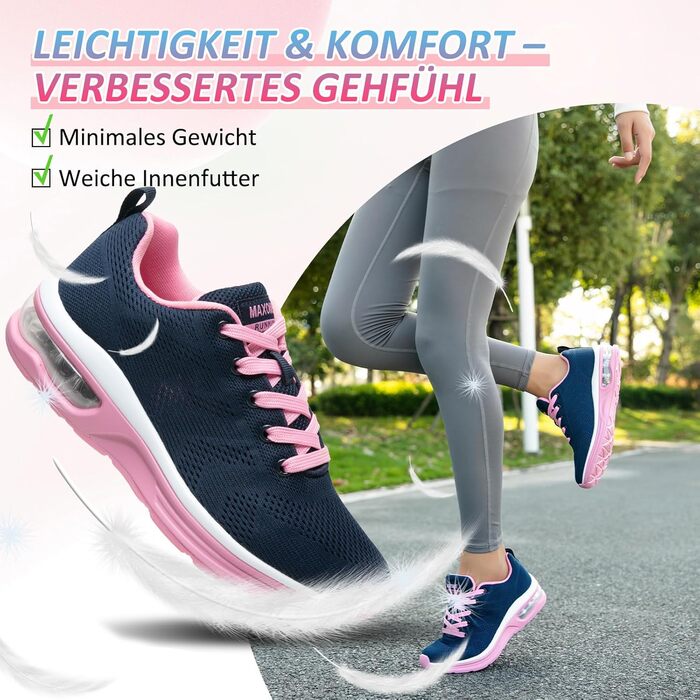 Жіночі кросівки для фітнесу та бігу Laufschuhe синьо-рожеві з амортизацією та підтримкою стопи (36 EU)