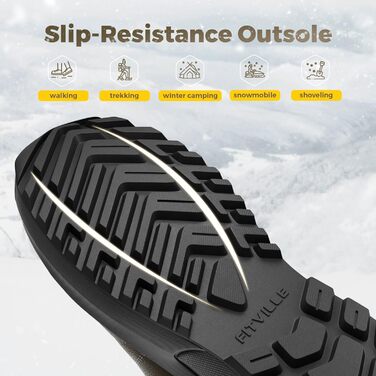 Черевики зимові чоловічі FitVille широкі з кріпленням на липучці, неслизькі, теплі, для активного відпочинку, розмір 40-50 (41 EU X-широкі, світло-коричневі)