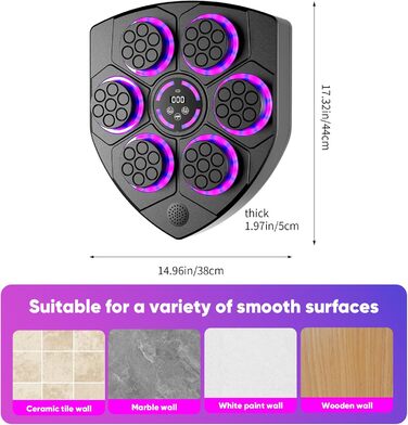 Музична боксерська машина Smart з LED, електронна музична боксерська груша з рукавичками, 9 швидкостей, 9 режимів тренування, автоматичний підрахунок для дорослих і дітей
