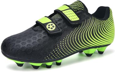 Дитячі футбольні бутси для хлопчиків та дівчаток, футбольні черевики з шипами для твердого поля, дитячі спортивні черевики для тренувань та занять на відкритому повітрі, дихаючі, антиковзкі, унісекс, розмір 28-37 (37 EU, Зелений)