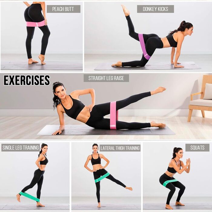 Еспандери Edifit Fitnessbänder 3 рівня опору для фітнесу, йоги, пілатесу (чорний, сірий, світло-сірий)