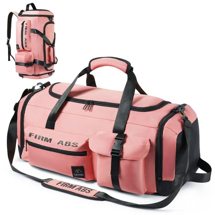 Спортивна сумка Flintronic 65L для тренувань та подорожей з відділенням для взуття та мокрих речей, функція рюкзака, рожева