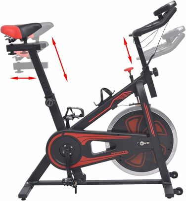 Шерстічний велотренажер з пульсометром, Beintrainer, Ergometer Heimtrainer, Pedaltrainer, Excercise Bike, обладнання для кардіотренувань, чорно-червоний
