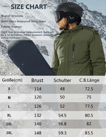 TACVASEN Зимова куртка для чоловіків, водонепроникна, тепла, флісова підкладка, софтшел, дихаюча, функціональна куртка з відстібаною капюшоном (S, армійний зелений)