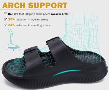 Жіночі сандалі KuaiLu для відновлення, спортивні слайдери з підтримкою склепіння стопи, ортопедичні, проти плоскостопості, чорні, 39 EU