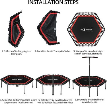 Батут фітнес 50 дюймів для дорослих – міні-батут для дому, міцний каркас, до 230 кг, чорний