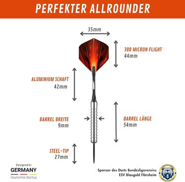 Набір дротиків сталеві Brass 23g з аксесуарами (червоні) - 3 шт.
