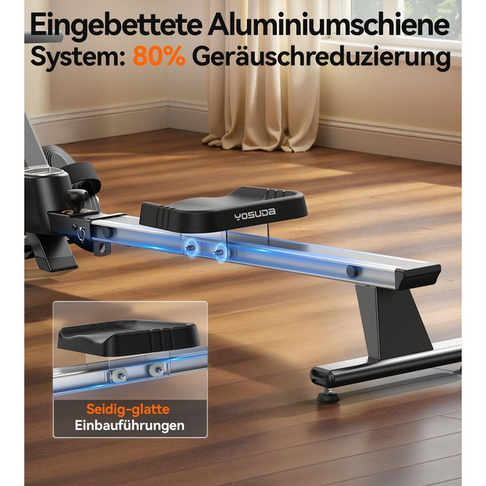 YOSUDA 03-Magnetic Pro Max: Гребний тренажер для дому, ультратихий, 16 рівнів опору, LCD-дисплей, до 160 кг, компактний, проста збірка