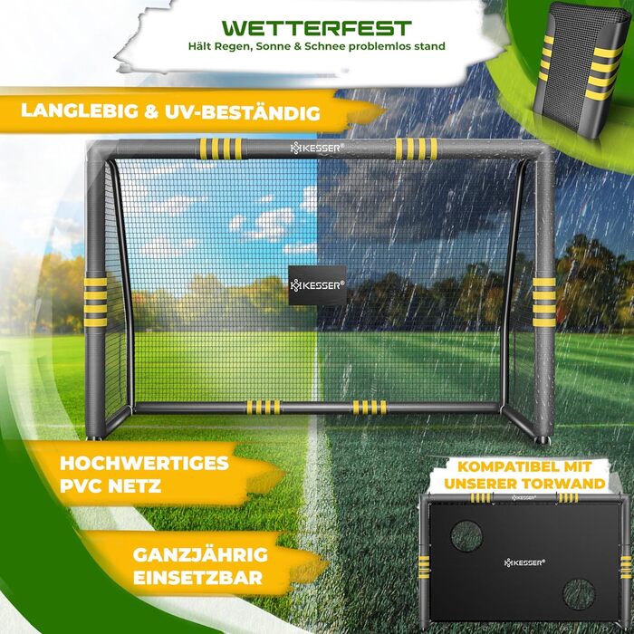 Ворота для футболу KESSER® 300см для тренувань на вулиці, сталевий каркас, антрацит