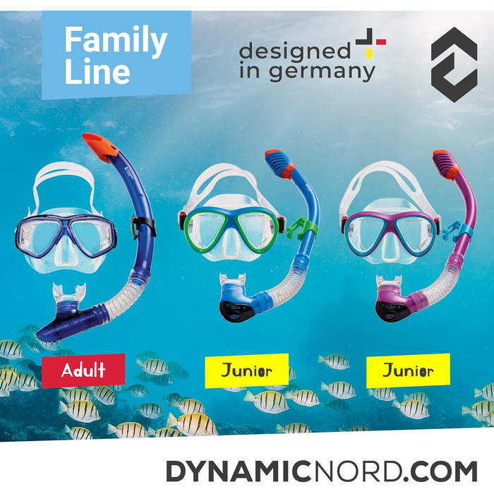 Набір для снорклінгу La Gomera Pro для дорослих - Німецький дизайн. Професійний набір для дайвінгу (подвійне маске, маска, сухий сноркель та сумка) з безпечним склом, блакитний