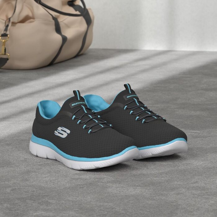 Кросівки жіночі Skechers Summits чорні з бірюзовими вставками (38 EU)