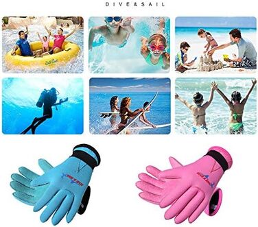 Дитячий неопреновий гідрокостюм та рукавички 3мм, антиковзаючі, для водних видів спорту, плавання, серфінгу, снорклінгу, вітрильного спорту, блакитний, M (6-9 років)